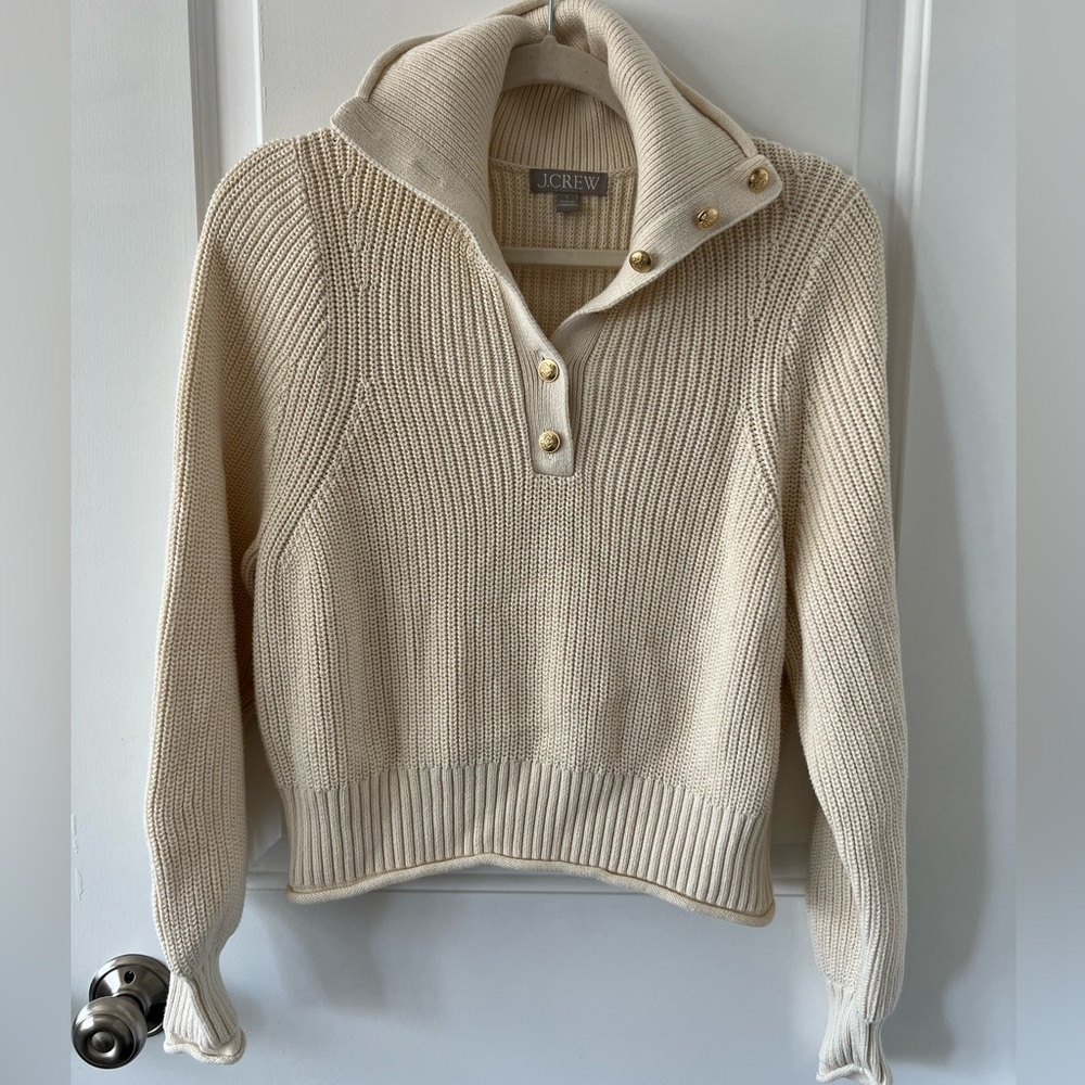 J. Crew Ribbed cotton button-collar sweater | Size Small - Picture 3 of 6